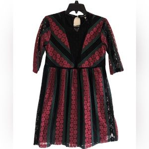 XHILARATION Red Green Black Striped Dress in Medium